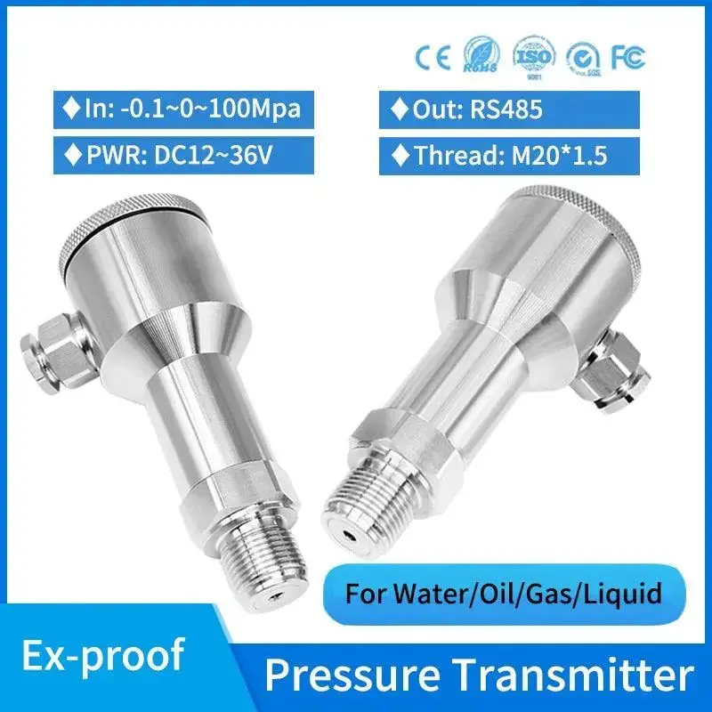 0-10 Bar Anti-Explosion Hydraulic Oil Fuel Pressure Sensor Ip67 Air Hvac Water Pressure Transmitter For Lpg With Rs485 Modbus 5