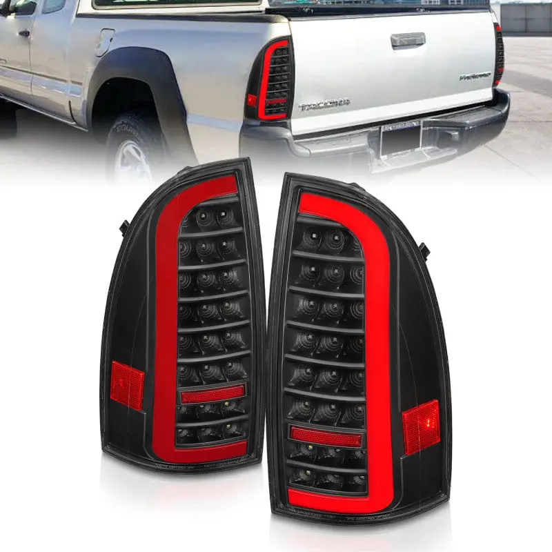 Anzo 05-15 Toyota Tacoma Full Led Tail Lights W/Light Bar Sequential Black Housing Clear Lens 1