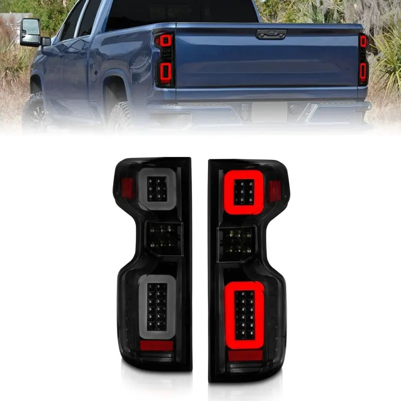 Anzo 19-21 Chevy Silverado Work Truck Full Led Taillights Blk Housing Smoke Lens G2 (W/C Light Bars) 1
