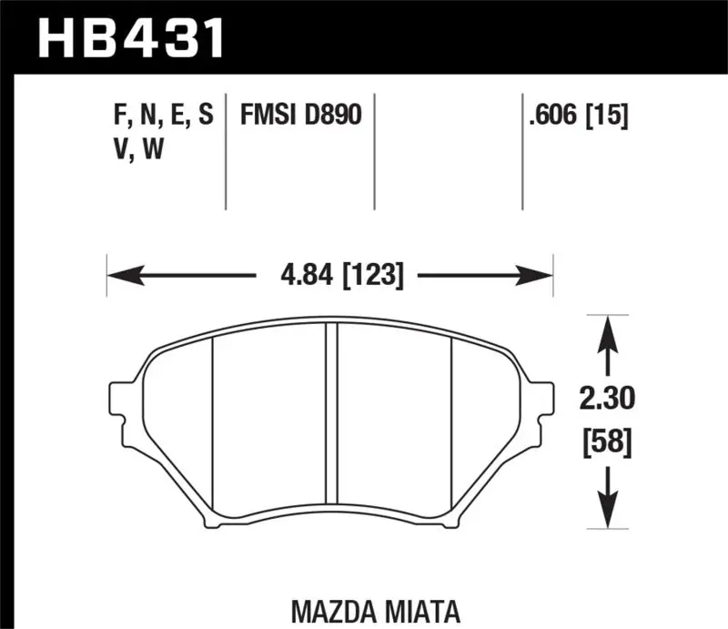 Hawk 04-05 Mazda Miata Dtc-60 Motorsports Front Brake Pads 1