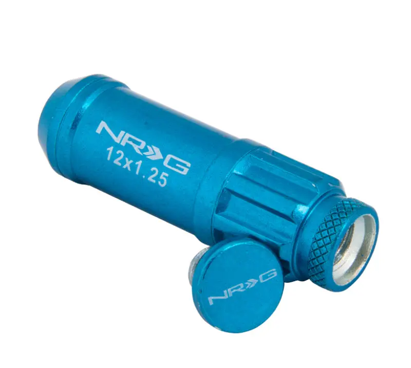 Nrg 700 Series M12 X 1.25 Steel Lug Nut W/Dust Cap Cover Set 21 Pc W/Locks & Lock Socket - Blue 1
