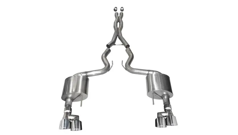 Corsa 2018-2023 Ford Mustang V8 5.0L 3In Cat-Back Dual Rear Exit W/ 4In Polished Pro-Series Tips 1
