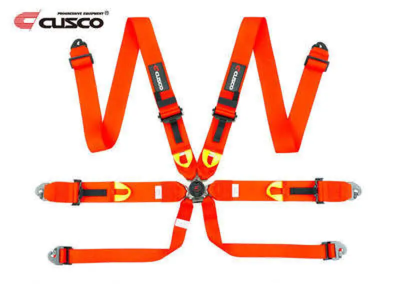 Cusco Universal 6 Point 3In Shoulder 3In Lap W/ Eyebolts (7/16-20Unf Thread) Fia Racing Harness- Red 1
