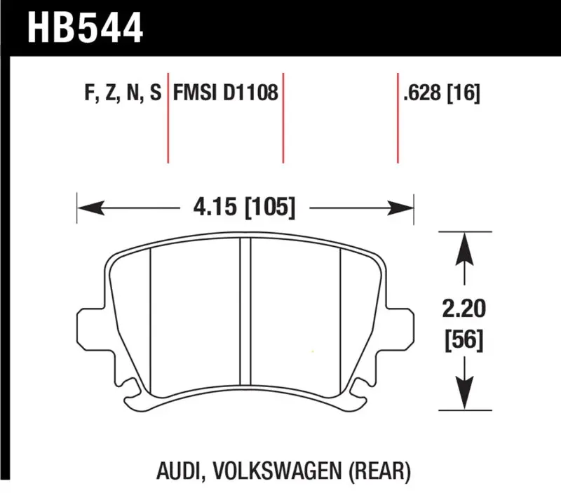 Hawk 06 Audi A6 Quattro Avant/06-09 A6 Quattro Ht-10 Rear Brake Pads 1