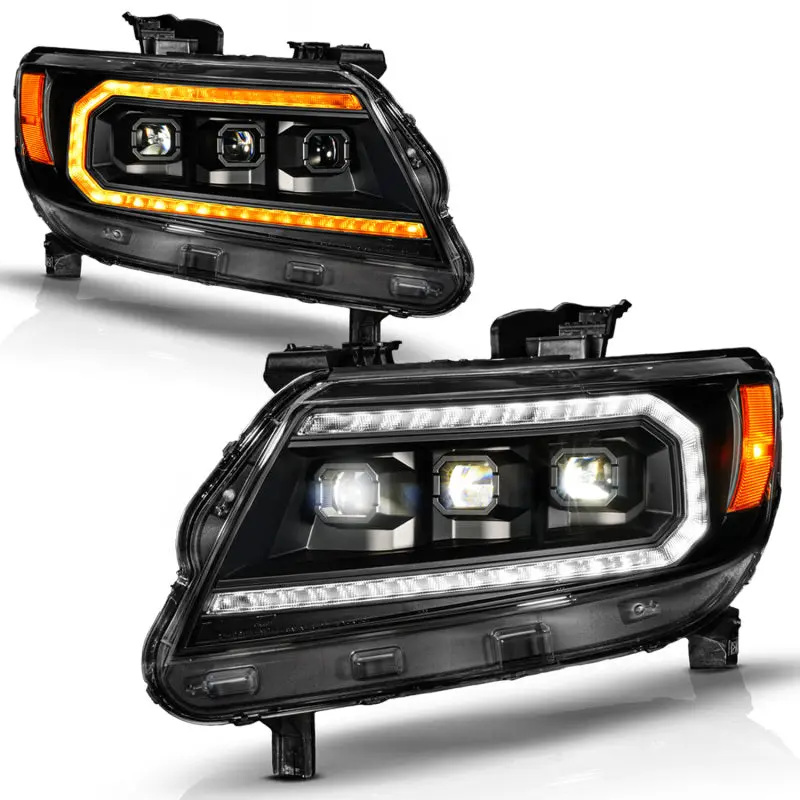 Anzo 15-22 Chevy Colorado Blk Housing Full Led Drl Projector Headlight W/ Sequential Light Bar 1