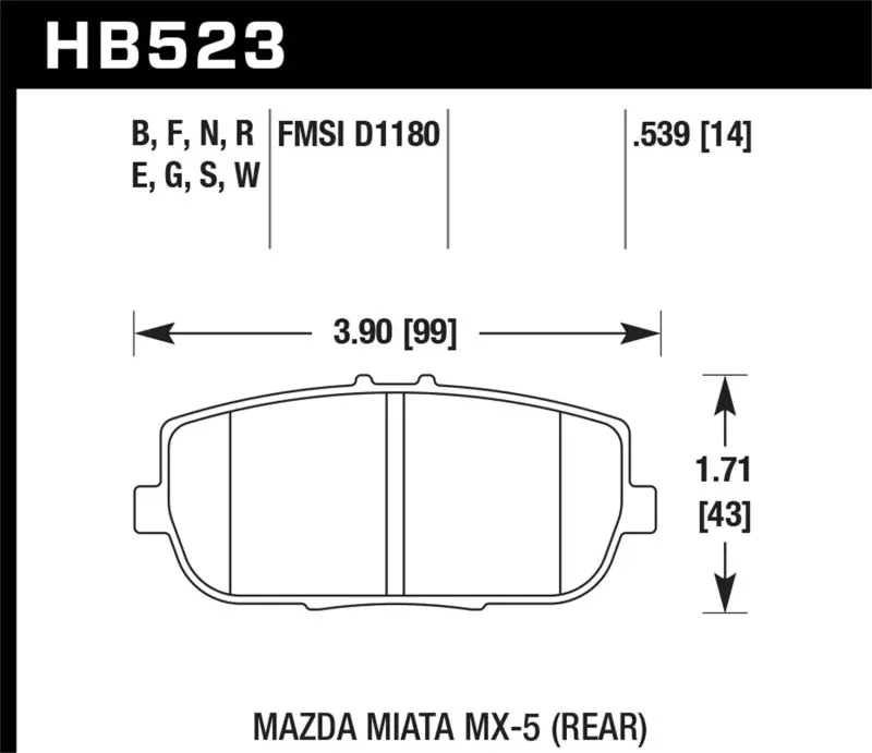 Hawk 06-10 Mazda Miata Mx-5 Base Blue 9012 Race Rear Brake Pads 1