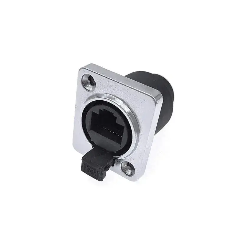 1 Piece Rj45 Waterproof Network Connector With Rubber Cover Ip65 8P8c D Type Panel Mount Socket Rj45 Ethernet Connector 1