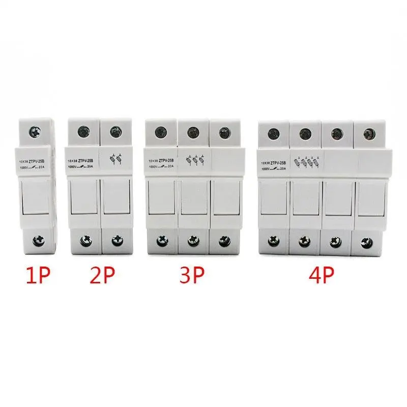 1 Set Parallel Fuse Holder 10*38Mm High Voltage Solar Pv1000v Fuses 3A To 30A 10