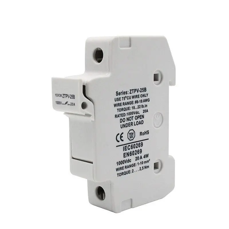 1 Set Parallel Fuse Holder 10*38Mm High Voltage Solar Pv1000v Fuses 3A To 30A 4