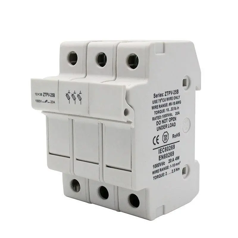 1 Set Parallel Fuse Holder 10*38Mm High Voltage Solar Pv1000v Fuses 3A To 30A 5