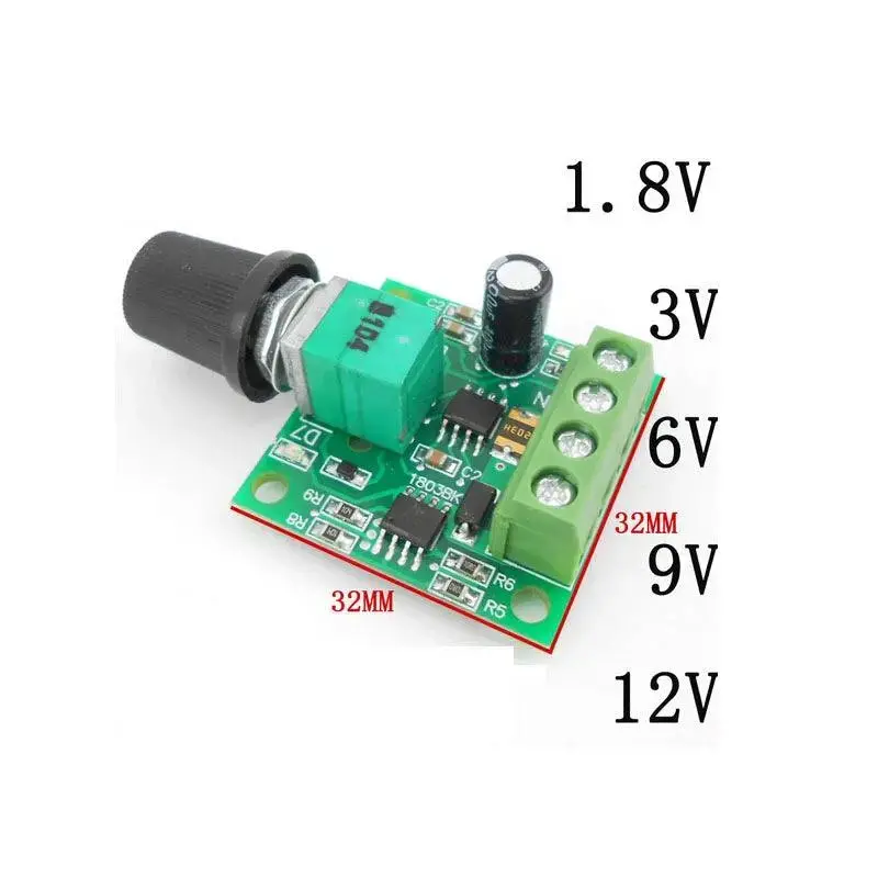 1.8V 3V 5V 6V 12V Dc Motor Controller Pwm Speed Dc1.8V-12V 2A Electric Low Voltage Mini Regulator Switch Adjustable Drive Module 1