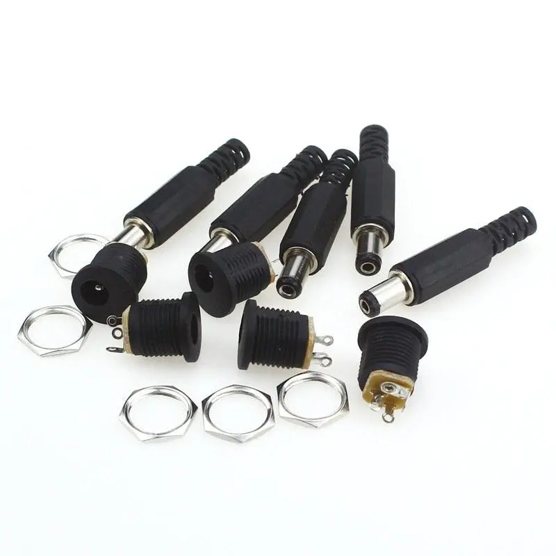 10 Pcs 12V 3A Plastic Male Plugs + Female Socket Panel Mount Jack Dc Power Connector Electrical Supplies 2