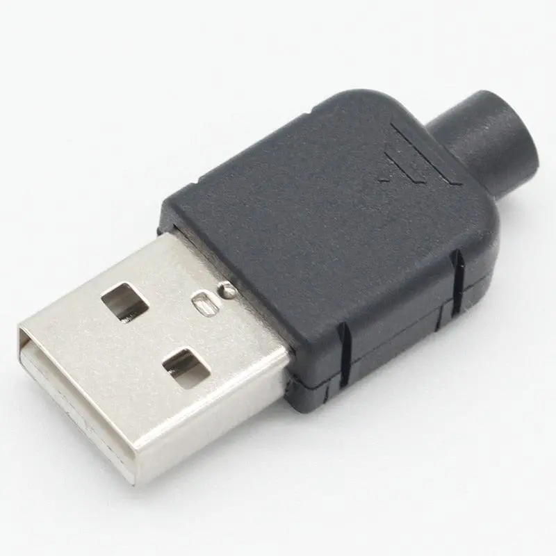 10 Sets Diy Usb 2.0 Connector Plug A Type Male 4 Pin Assembly Adapter Socket Solder Type Black Plastic Shell For Data Connection 1