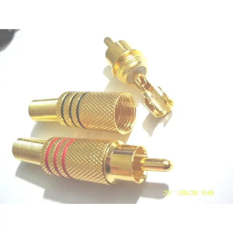 100 Pcs Gold Plated Rca Plug Audio Male Connector W Metal Spring 50 Pcs Black + 50 Pcs Red 1