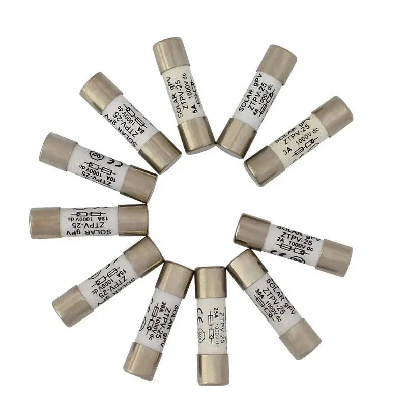 100 Pcs Lot 1000V Dc Safety Fuse 2/3/4/5/8/10/12/15/20A Fusible 10X38mm Gpv Solar Pv Fuse Bx0234 1
