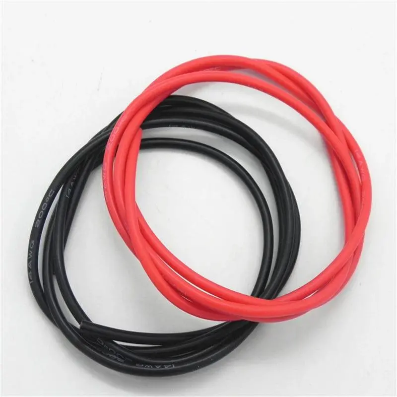 100 Set/Lot 12Awg Silicone Wire 1M Black + 1M Red Conductor Construction Tinned Copper Soft Silicone Cable 1