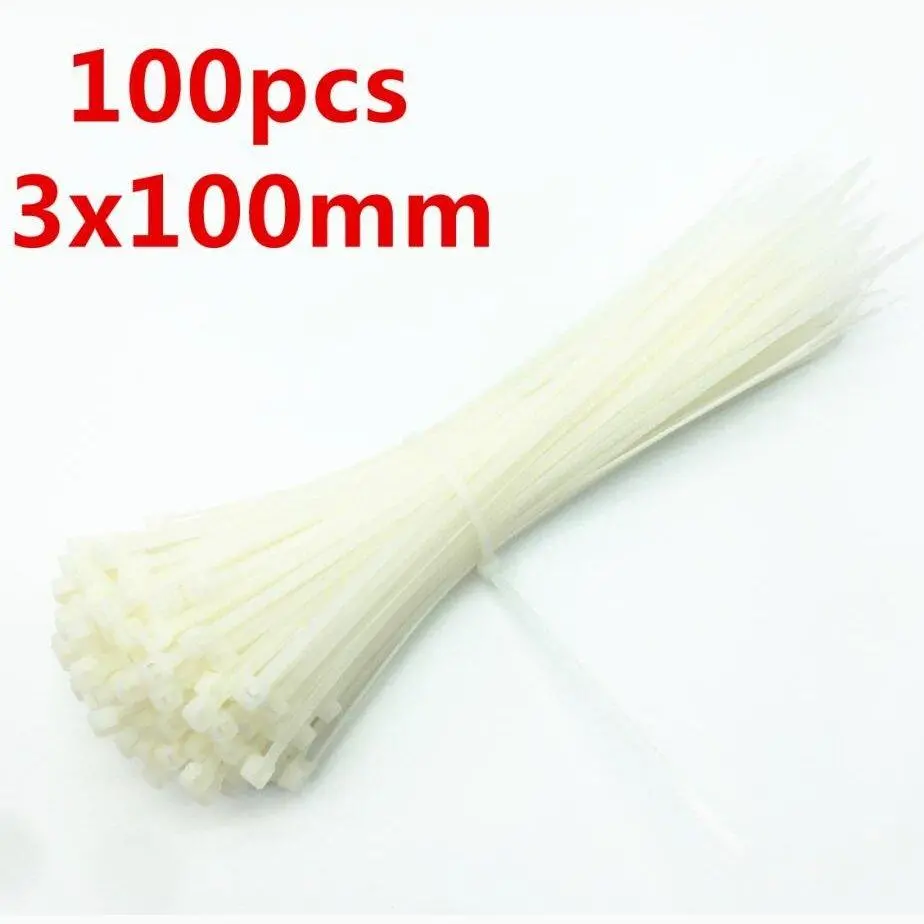 100Pcs 3 X 60/80/100/120/150/200Mm White Black Cable Wire Zip Ties Self Locking Nylon Cable Tie Wrap Strap Fastener Hook Loop 12
