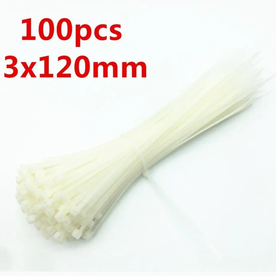 100Pcs 3 X 60/80/100/120/150/200Mm White Black Cable Wire Zip Ties Self Locking Nylon Cable Tie Wrap Strap Fastener Hook Loop 10