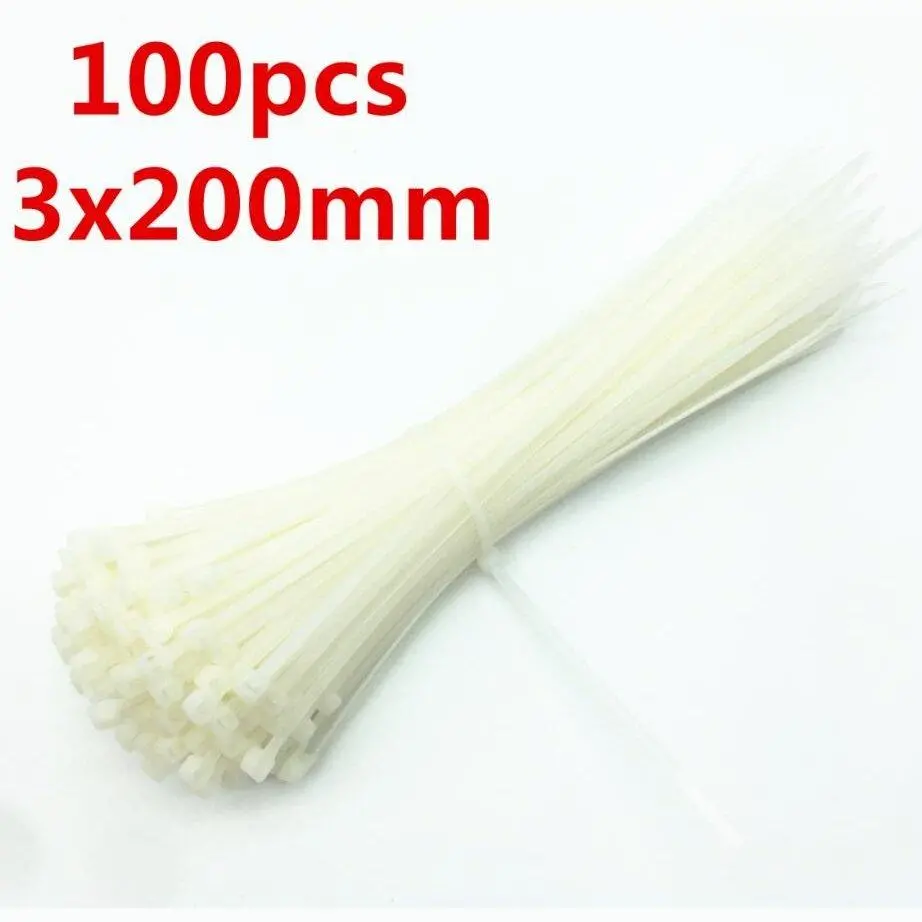 100Pcs 3 X 60/80/100/120/150/200Mm White Black Cable Wire Zip Ties Self Locking Nylon Cable Tie Wrap Strap Fastener Hook Loop 6
