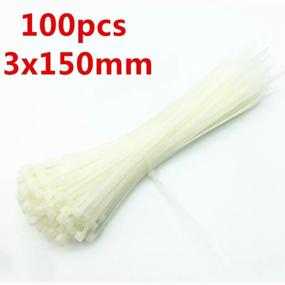 100Pcs 3 X 60/80/100/120/150/200Mm White Black Cable Wire Zip Ties Self Locking Nylon Cable Tie Wrap Strap Fastener Hook Loop 8