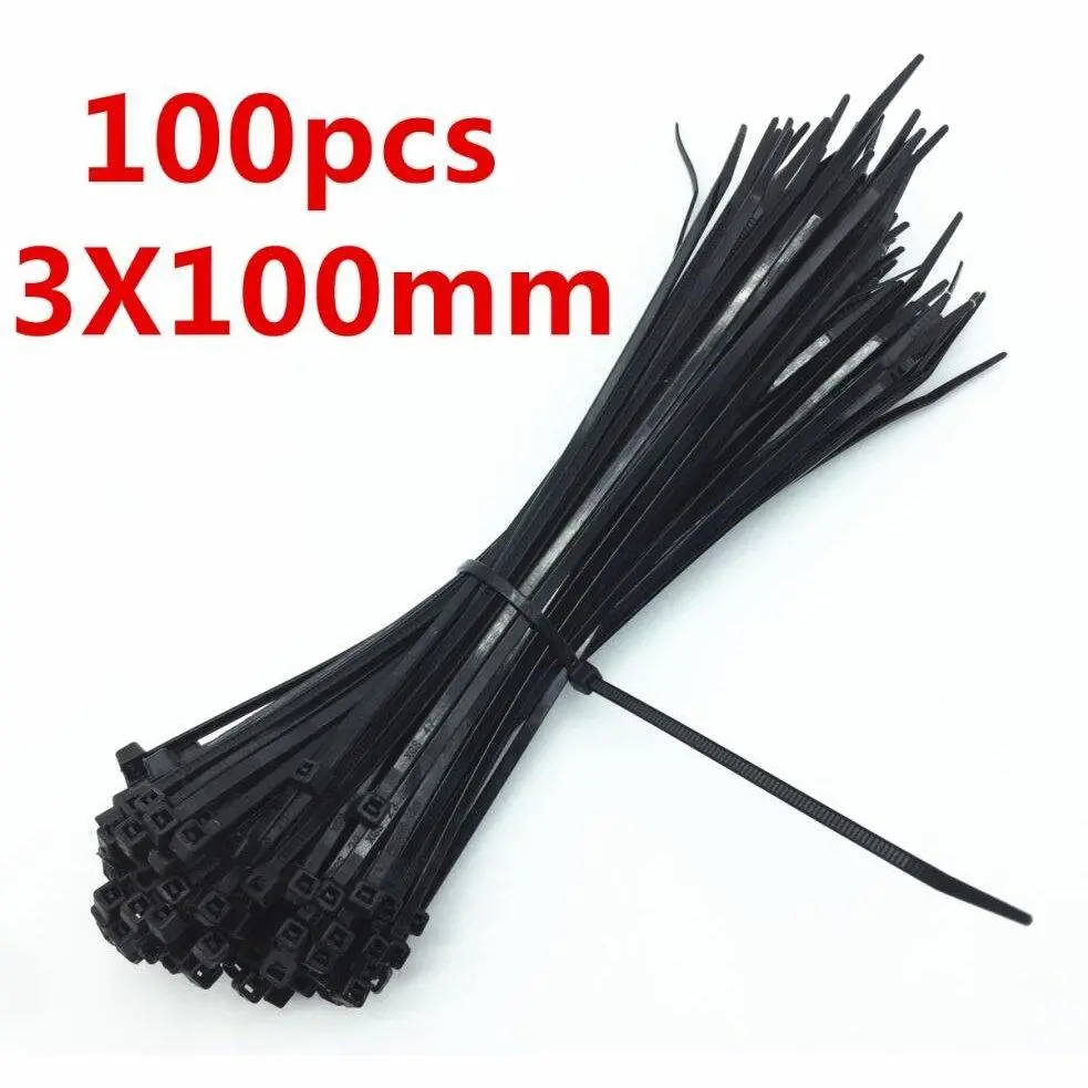 100Pcs 3 X 60/80/100/120/150/200Mm White Black Cable Wire Zip Ties Self Locking Nylon Cable Tie Wrap Strap Fastener Hook Loop 9