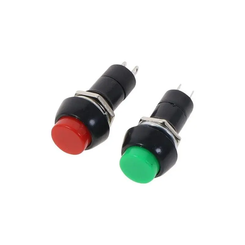 100Pcs Pbs-11A 2Pin Plastic 12Mm Push Button Latching Switch Self-Lock 3A 150V Red Green Random Sent By Default 1