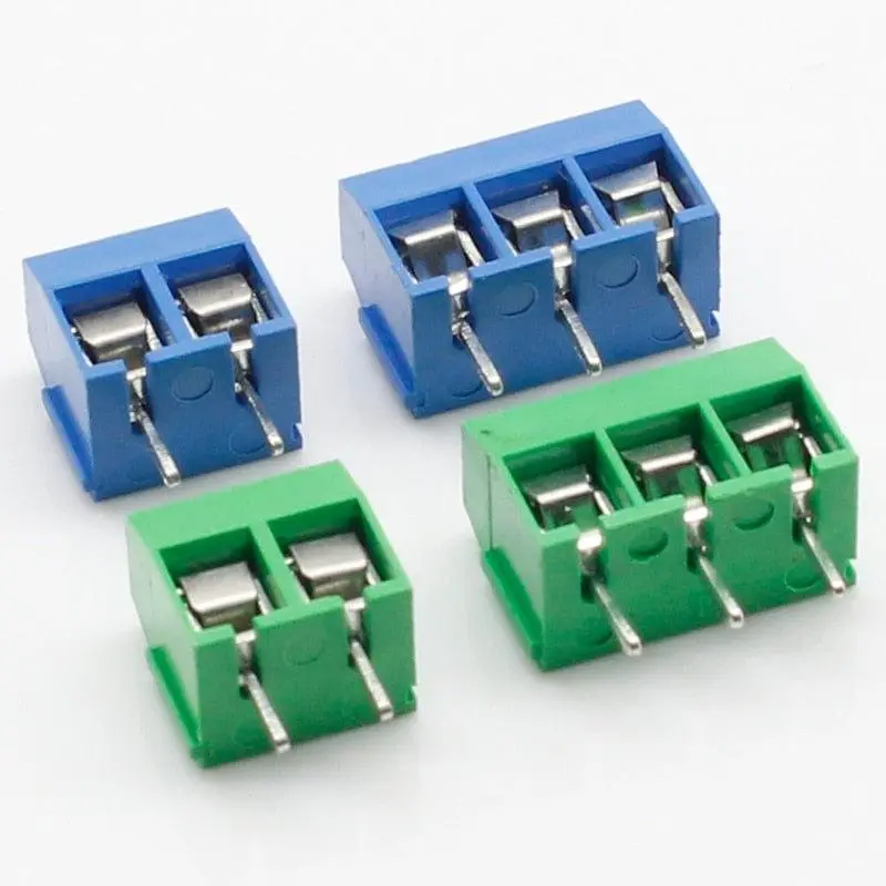 100Pcs/Lot Kf301-2P Kf301-3P Kf301-5.0-3P Kf301 Screw 3Pin 5.0Mm Straight Pin Pcb Screw Terminal Block Connector Blue And Green 1