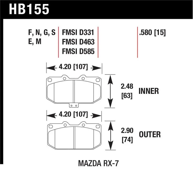 Hawk 93-95 Mazda Rx-7 Blue 9012 Front Brake Pads 1