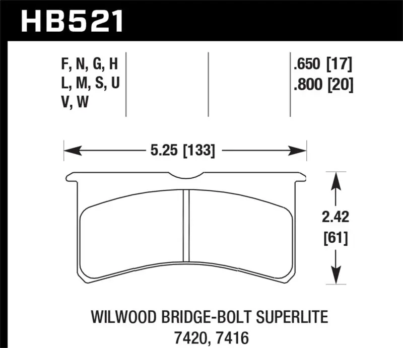 Hawk Wilwood Superlite 4/6 Forged Dtc-60 Race Brake Pads 1
