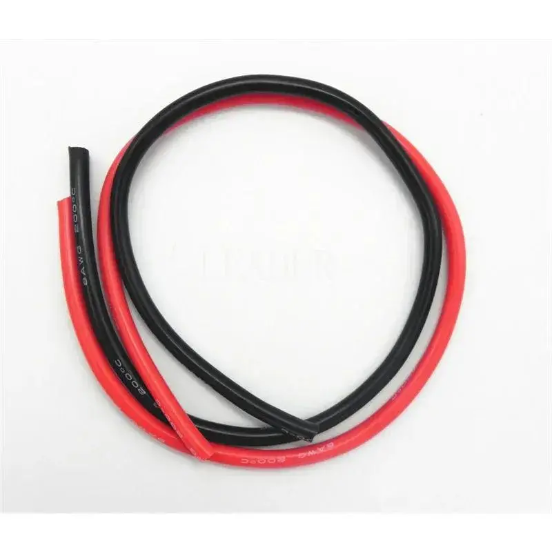 1 Meter Black+1 Meter Red 8Awg/ 10Awg High Temperature Soft Silicone Cable Silica Gel Wire Heatproof Tinned Copper Power Cable 1