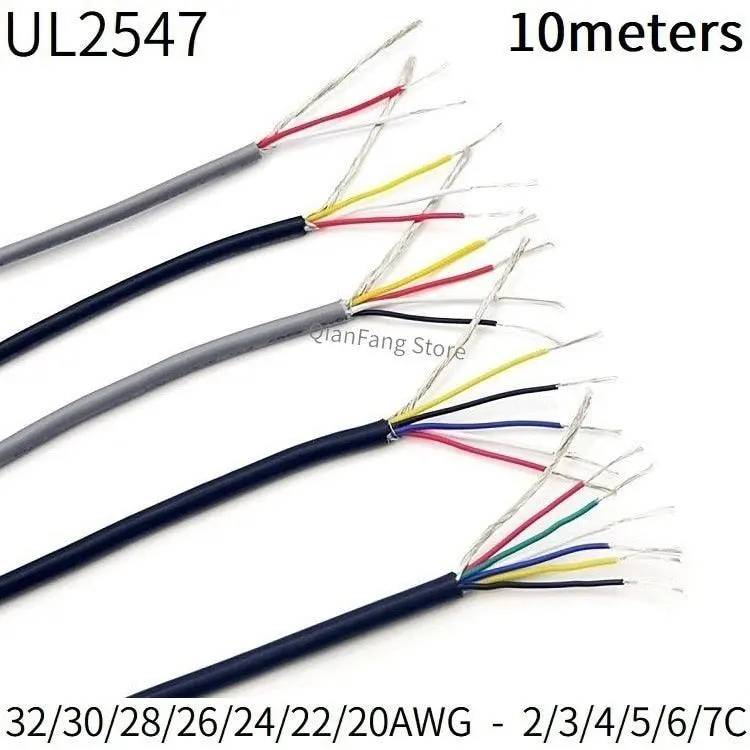 10M Shielded Wire 32 30 28 26 24 22 20 Awg Channel Audio 2 3 4 5 6 7 Core Headphone Line Pvc Copper Signal Control Cable Ul2547 1