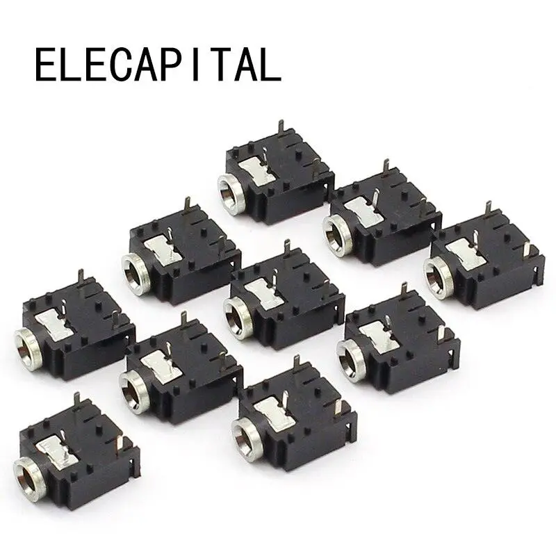 10Pcs 3 Pin 3.5Mm Audio Jack Socket Pcb Panel Mount For Headphone With Nut Pj-324M 1