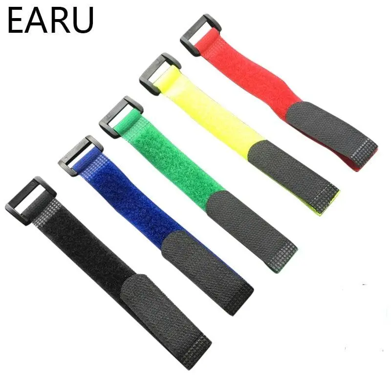 10Pcs 8Inch Self Adhesive Reusable Cable Tie Nylon Fastener Hook And Loop Strap Cord Ties Pc Tv Organizer 20Cm Length 2Cm Width 1