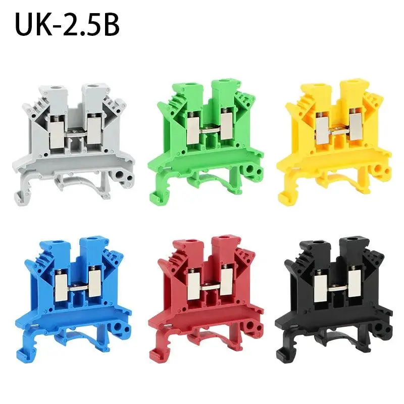 10Pcs Din Rail Terminal Block Uk-2.5B Wire Electrical Conductor Universal Connector Screw Connection Terminal Strip Block Uk2.5 1
