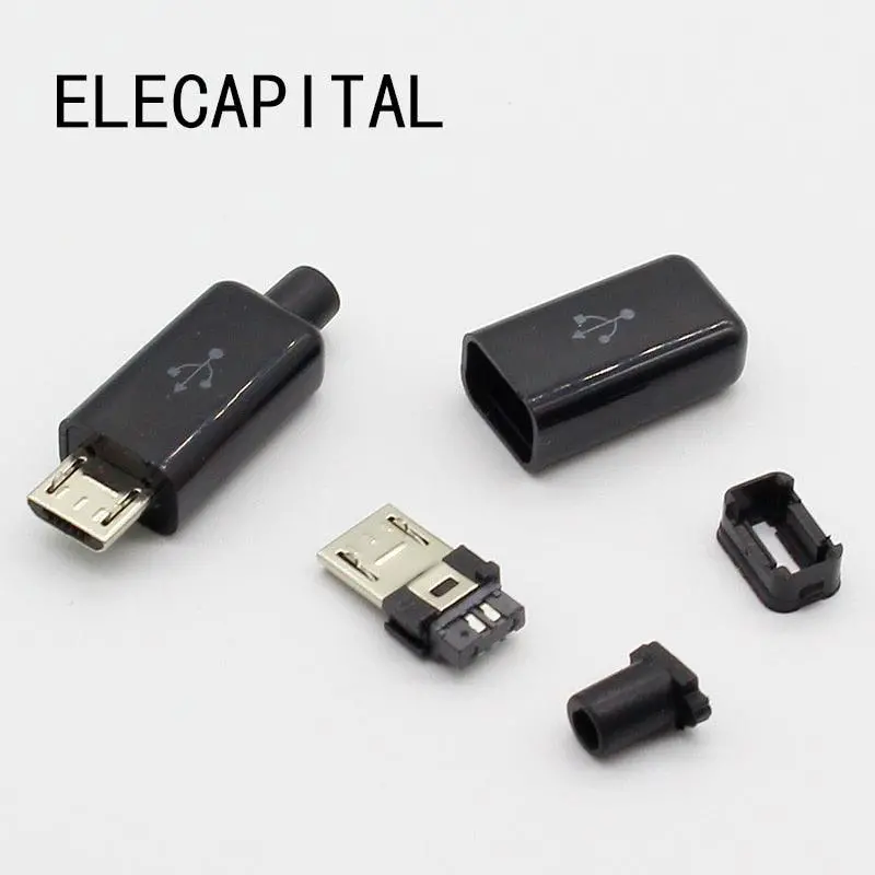 10Pcs Diy Micro Usb Type B Male 5Pin Four Piece Assembly Connector Plug Socket 1
