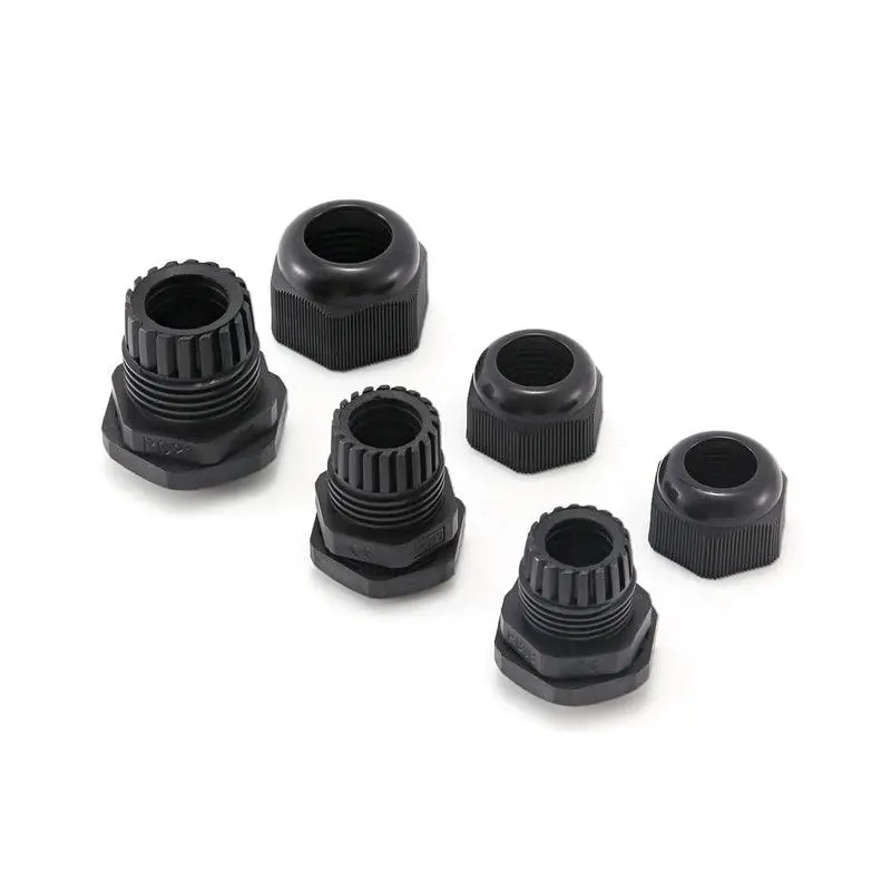 10Pcs Pg Cable Gland Black Pg7 9 11 13.5 16High Quality Ip68 Wire Plastic Waterproof Connector Cable Sleeve Adjustable Joints 6
