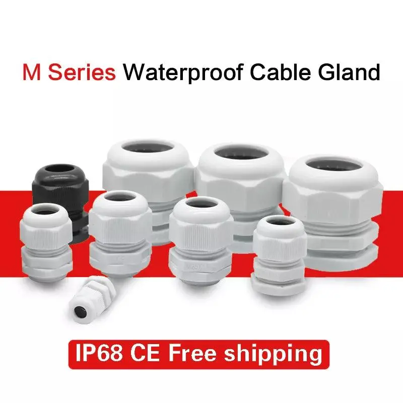 10Pcs Waterproof Cable Gland M8 M12 M16 M20 M25 M32 M40 Gray Plastic Seal Joint M40 M50 M63 Nylon Ip68 White Cable Fixing Joint 1