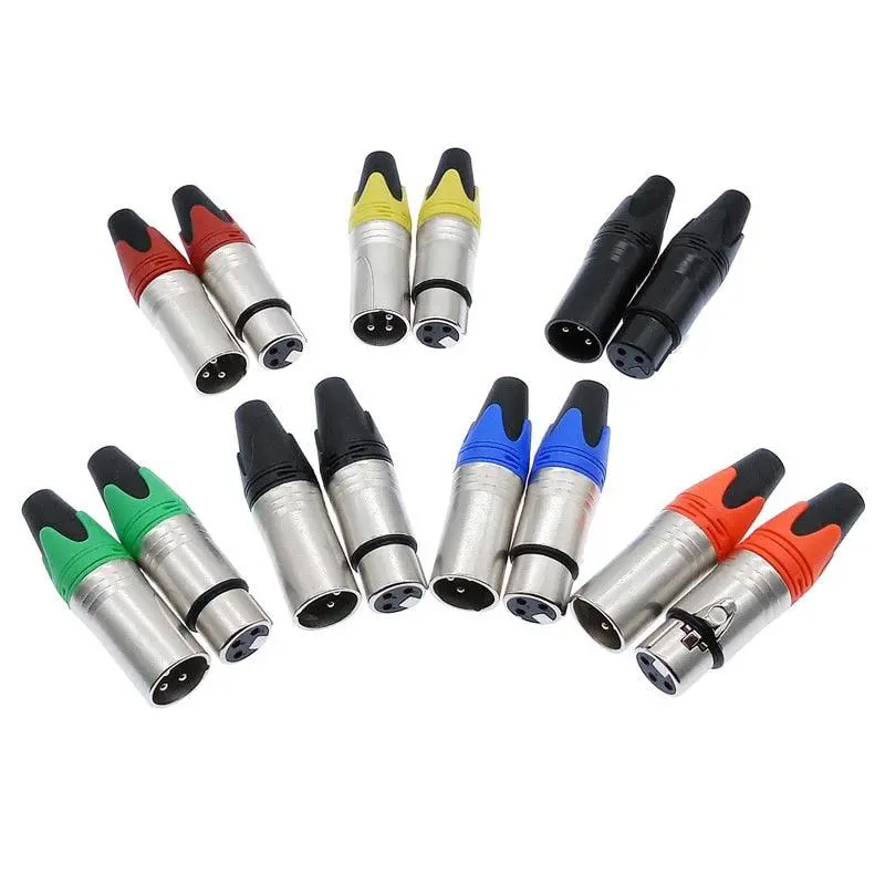 10Pcs Xlr Connector Audio Plug Microphone Plug 3Pin Speaker Connector Male &Amp; Female Colour Mic Connector 1