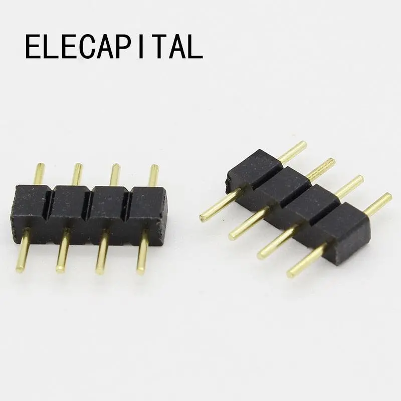 10Pcs/Lot 4 Pin Rgb Connector Adapter Pin Needle Male Type Double 4Pin,For Rgb 5050 3528 Led Strip Diy Lights Insert 1