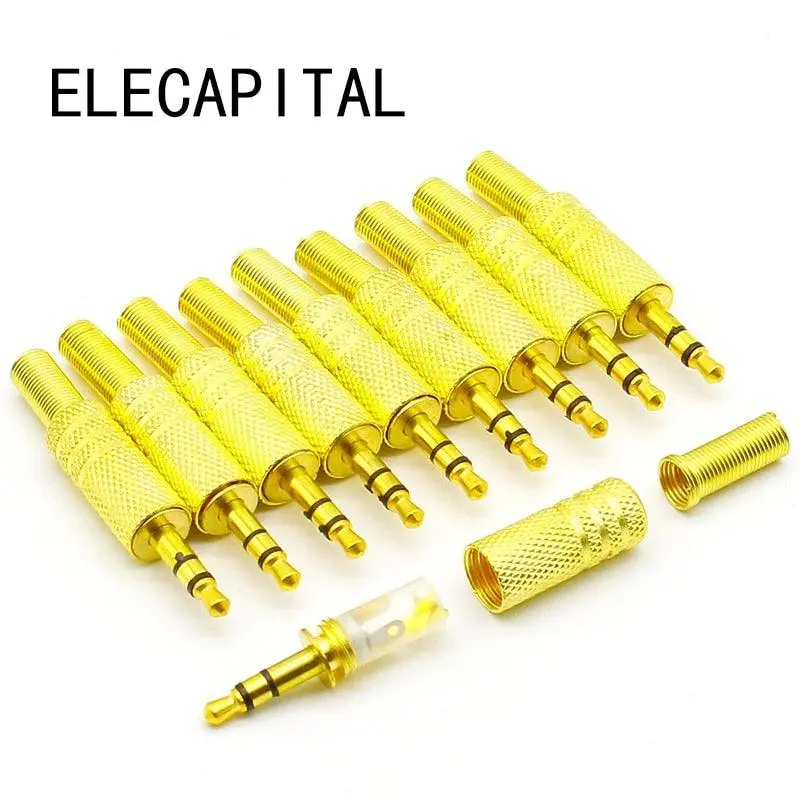10Pcs/Lot Gold Plated 3.5Mm Plug Rca Audio Connector Rca Audio Plug 3.5 Jack Stereo Headset Dual Track Headphone 1