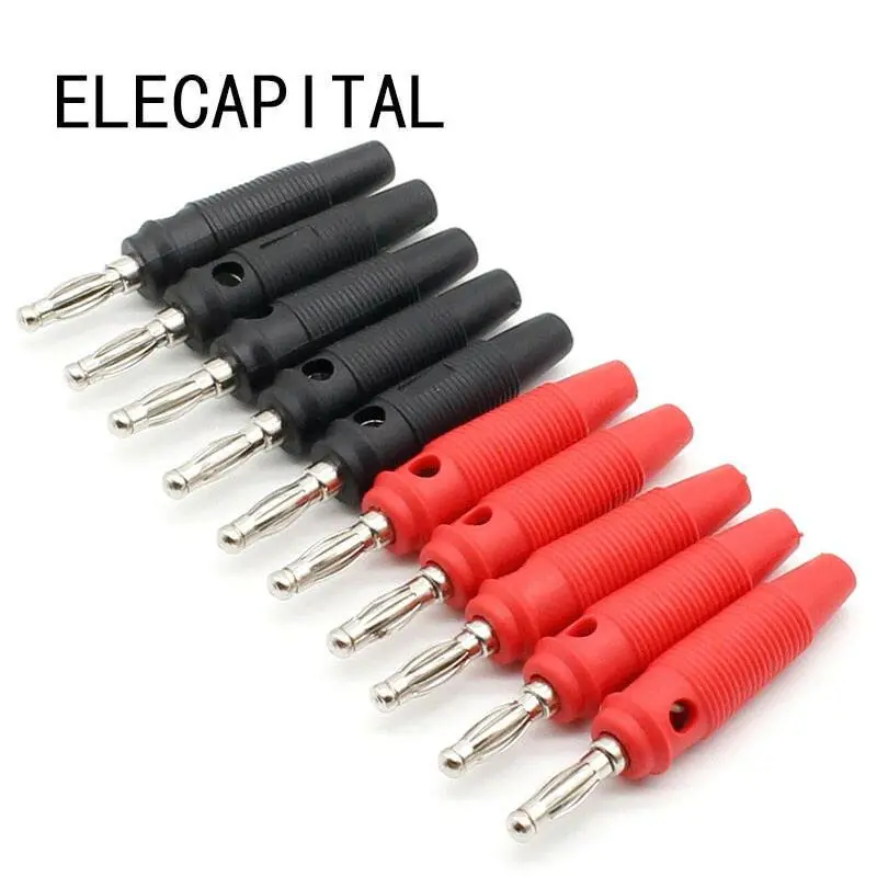 10Pcs/Lot Red And Black 4Mm Solderless Side Stackable Banana Plug 1
