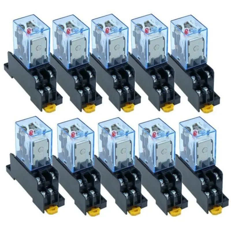 10Pcs/Lot Relay Ly2nj 10A 8 Pins With Socket Base 1