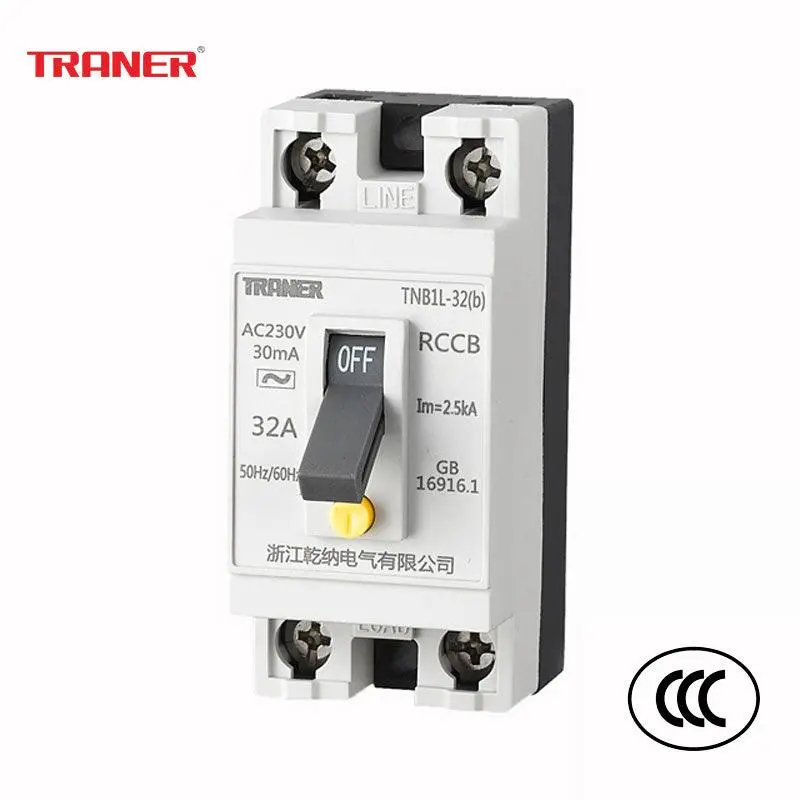 10Pcs/Lot Tnb1l-32 Series Built-In Water Heater Tripping Breaker Elcb 2P 10A 16A 20A 25A 32A 1