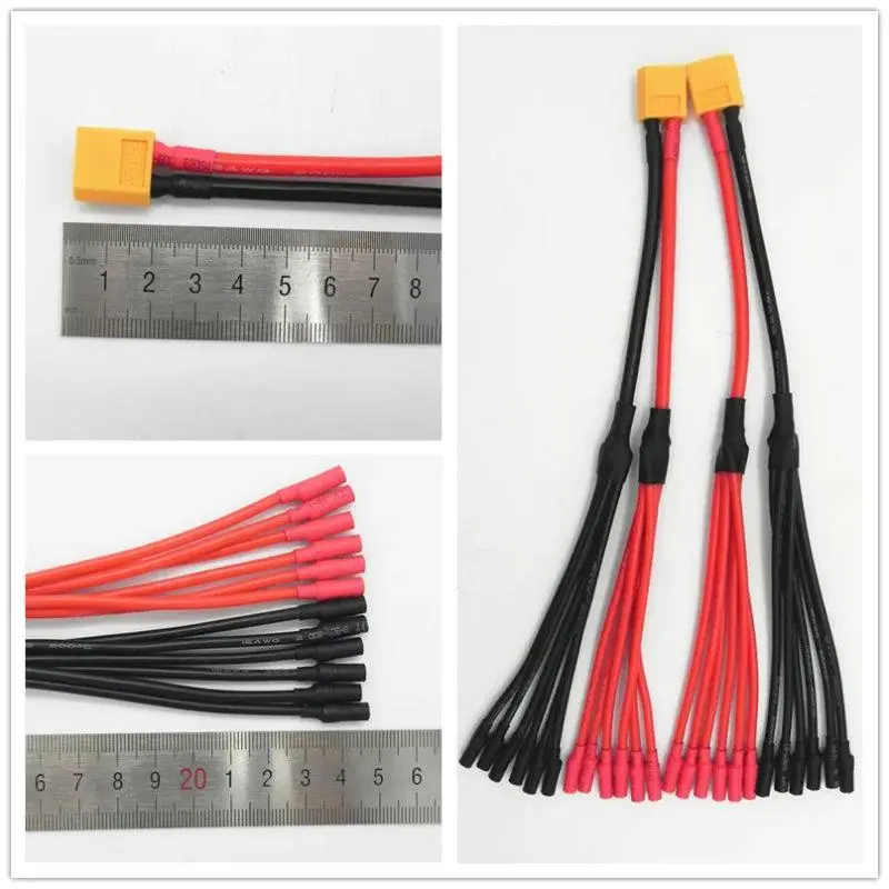 10Pcs/Lot Xt60 Female Connector To 6* 3.5Mm Banana Female Parallel Charger Cable Extension Y Splitter Dz0132 1