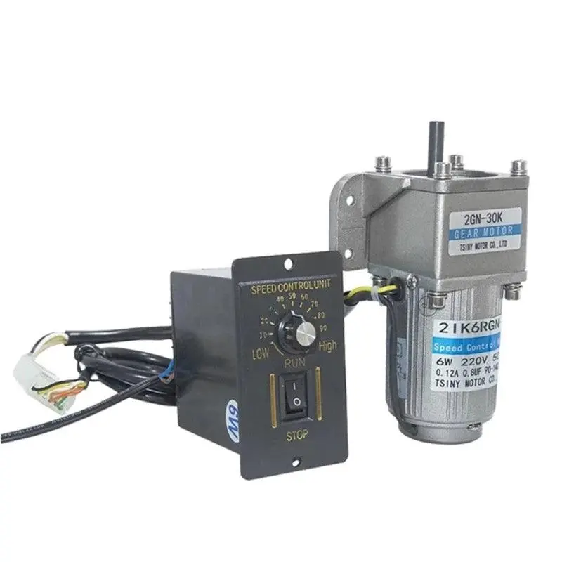 110V/220V Ac Gear Motor Set 6W With Speed Controller 7.5/15/23/34/54/75/108/150/180/270/450/540/675Rpm Ac Motor Metal Gearbox 1