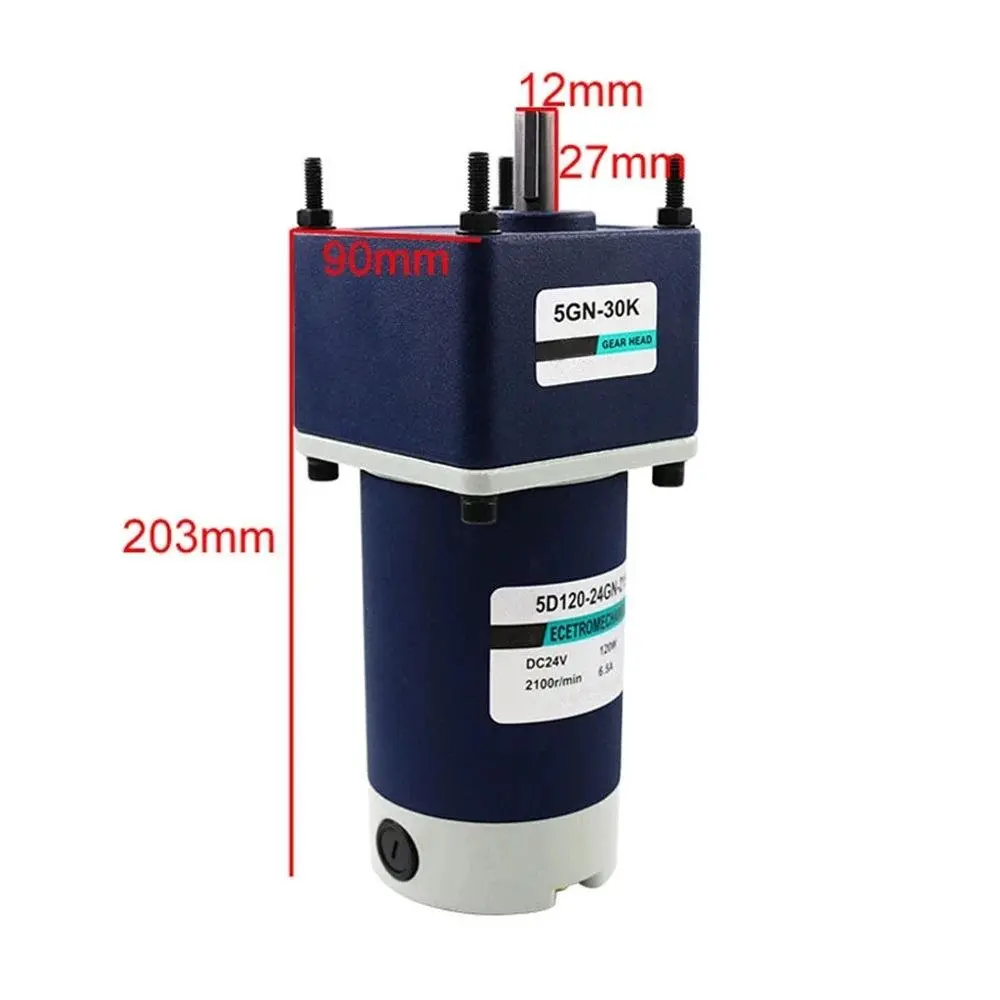 120W Dc Gear Motor 12V 24V High Torque 245Kg Reducer Speed 10Rpm -600Rpm Permanent Magnet Gearbox Motor Long Life Low Noise 12 V 1