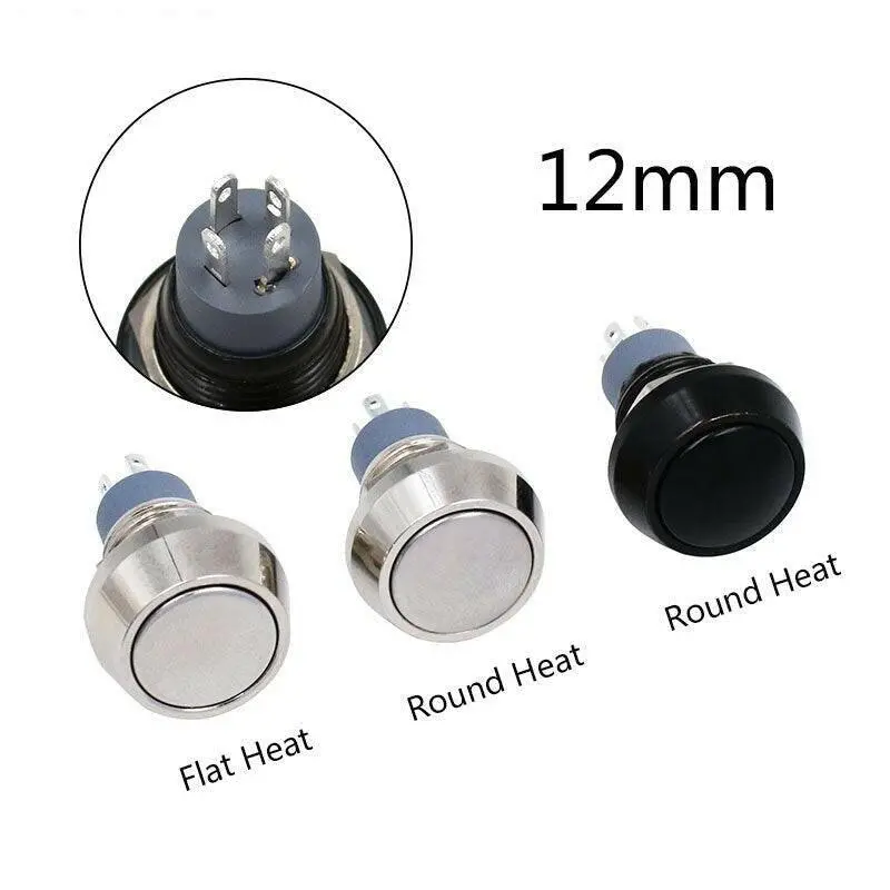 Earu -12Mm 1No 1Nc Momentary Self-Reset Metal Push Button Switch 1