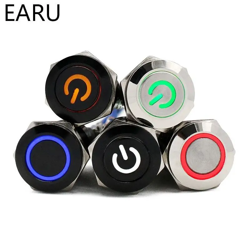 Earu- 12Mm Waterproof Metal Push Button Switch Led Light 1