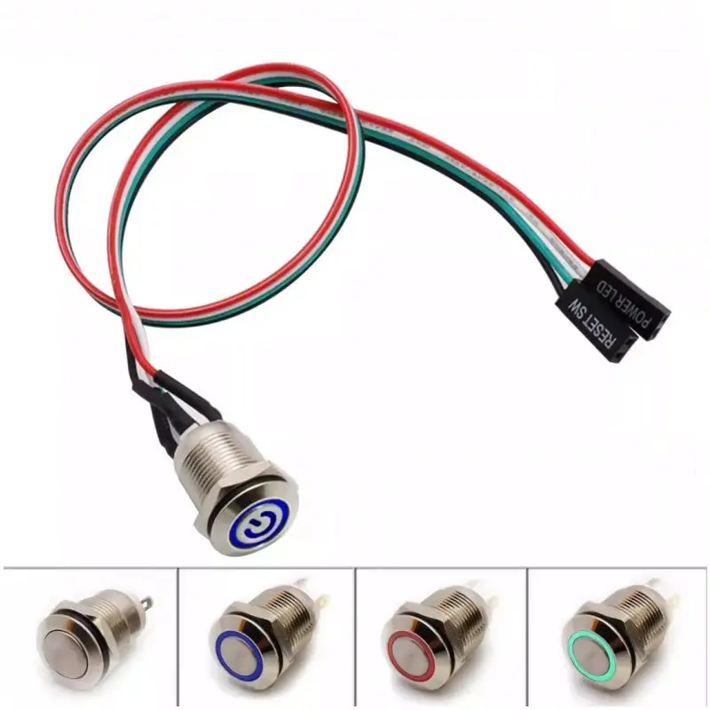 12Mm Waterproof Metal Push Button Switch With Led Light – 5-24V Wide Voltage Momentary Start Switch For Pc Power / Equipment Startup 1