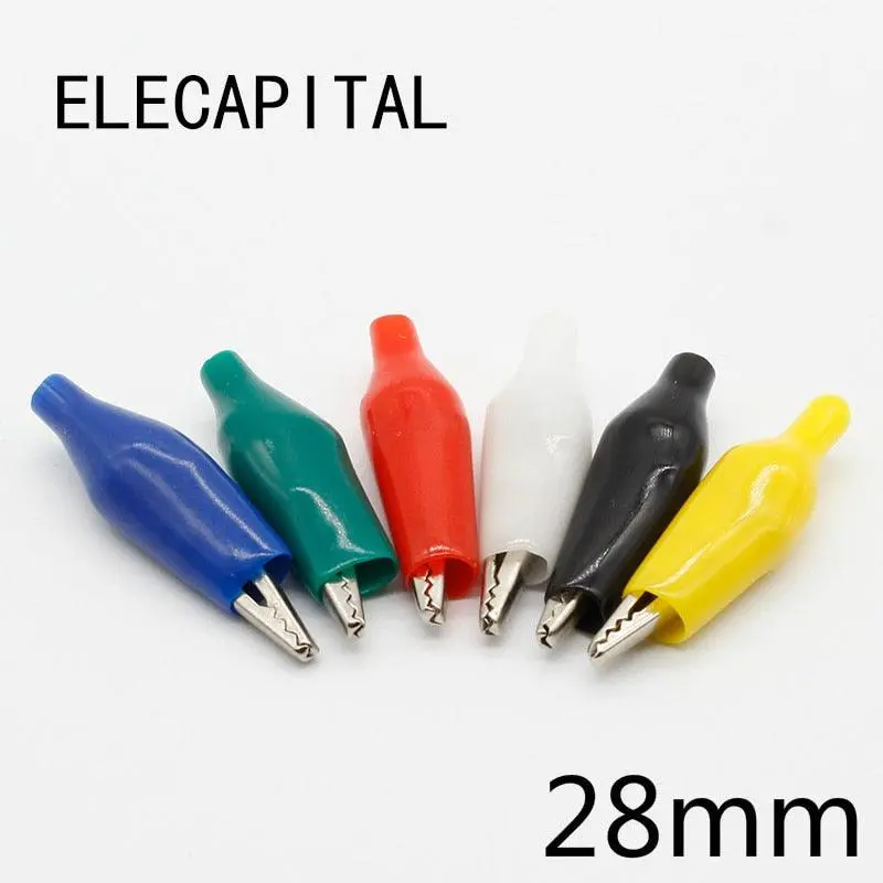 12Pcs Insulation Metal Alligator Clip Electric Test 28Mm Lead Colorful Red Black Blue Green White Yellow Small Crocodile Clip 1
